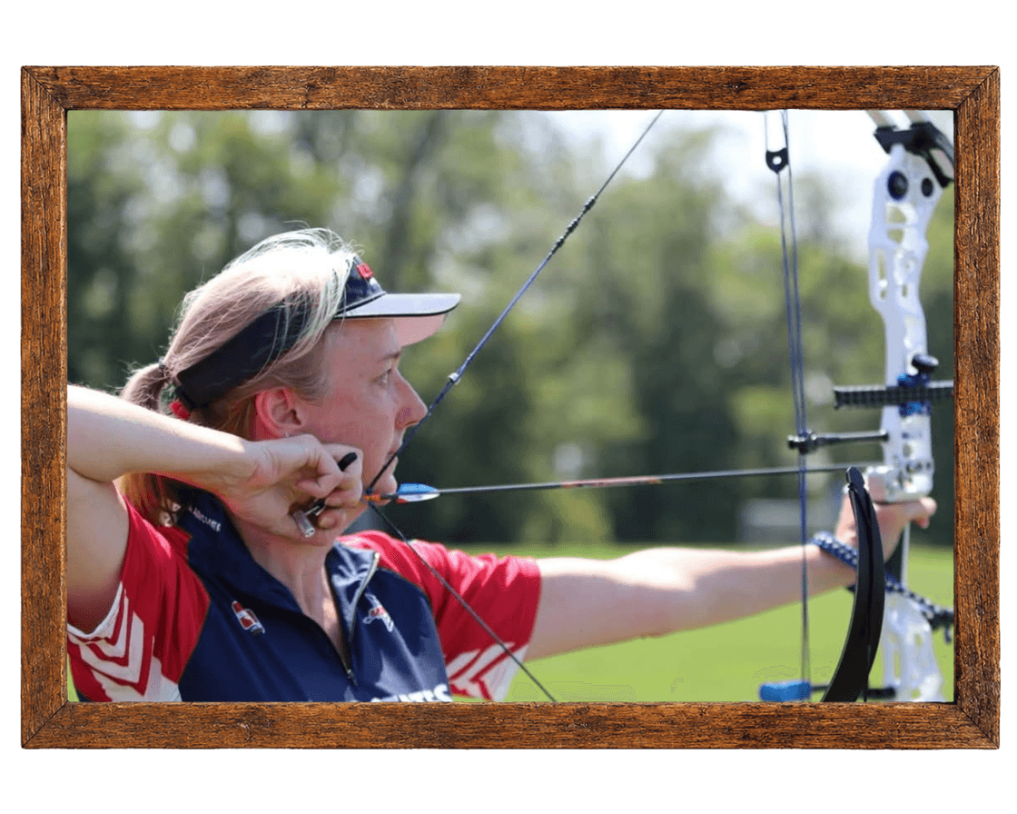 Coach Marcy at full draw